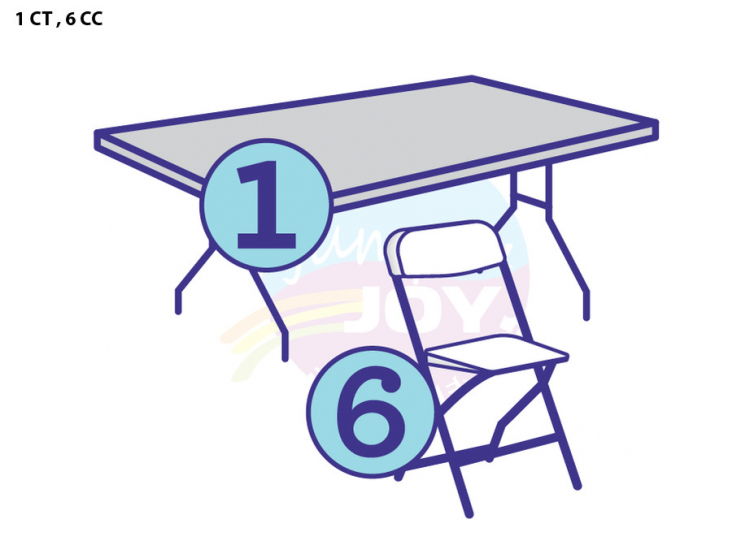 1 Child Four Foot Rectangular Table, 6 Child Chairs