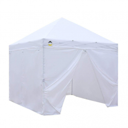 White 10' X 10' Tent w/ 3 Solid Walls & 1 Zippered Entry